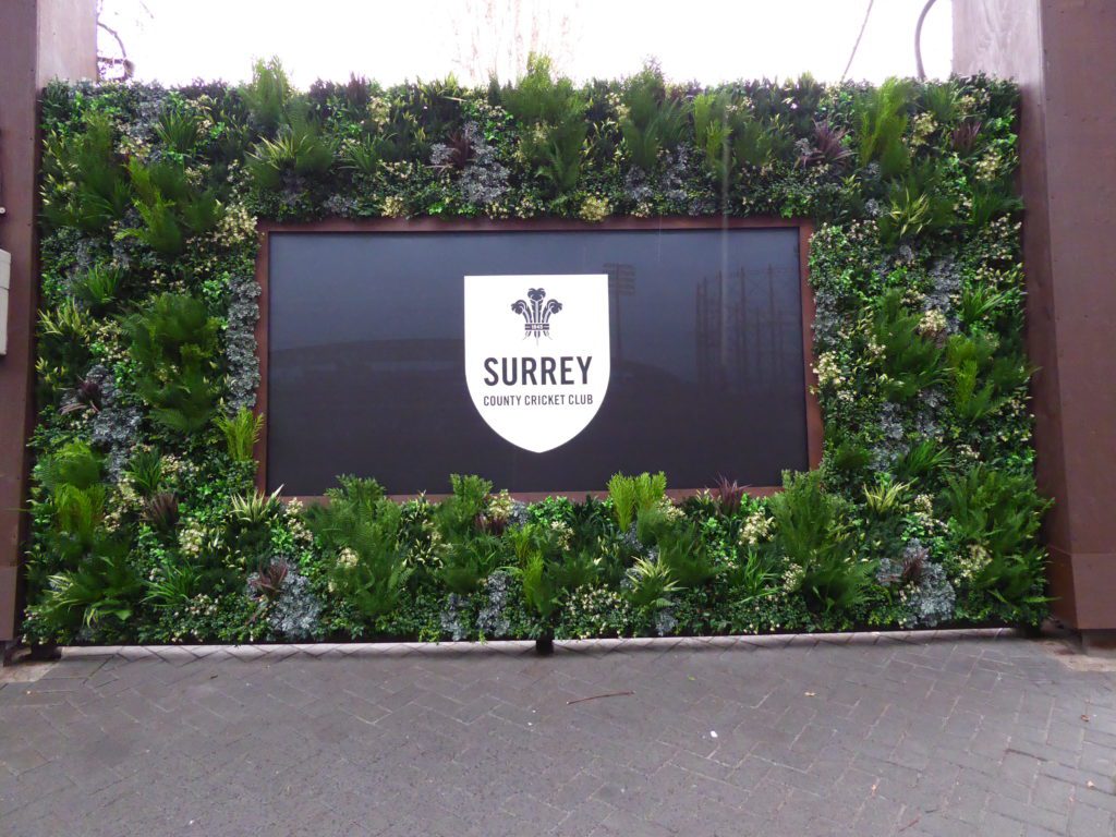 An artificial green wall installation by Vistafolia