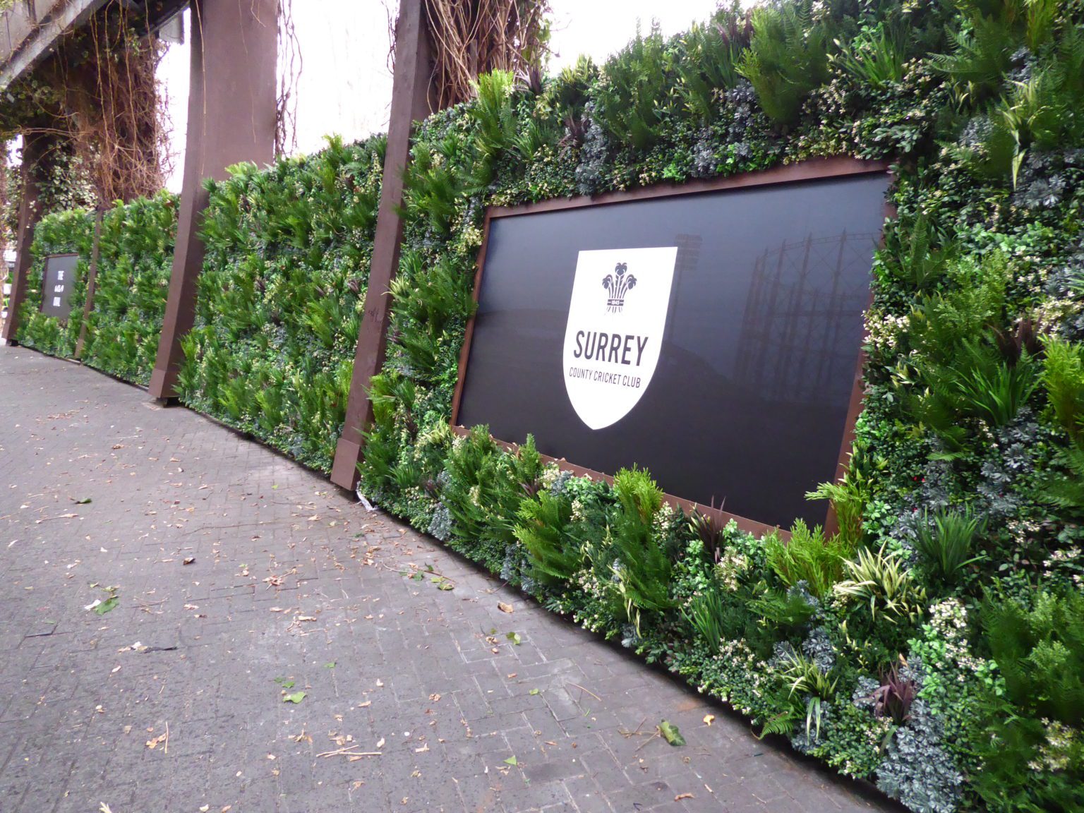 An artificial green wall installed by Vistafolia