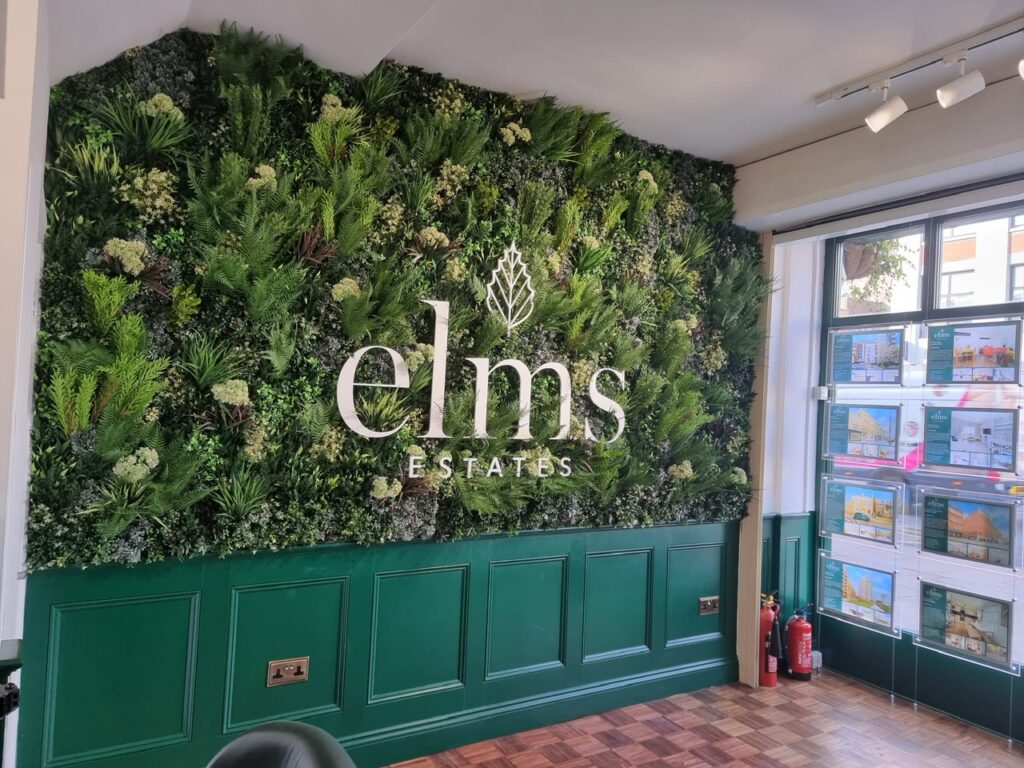 Green Wall with Signage in a London Estate Agent -vistafolia