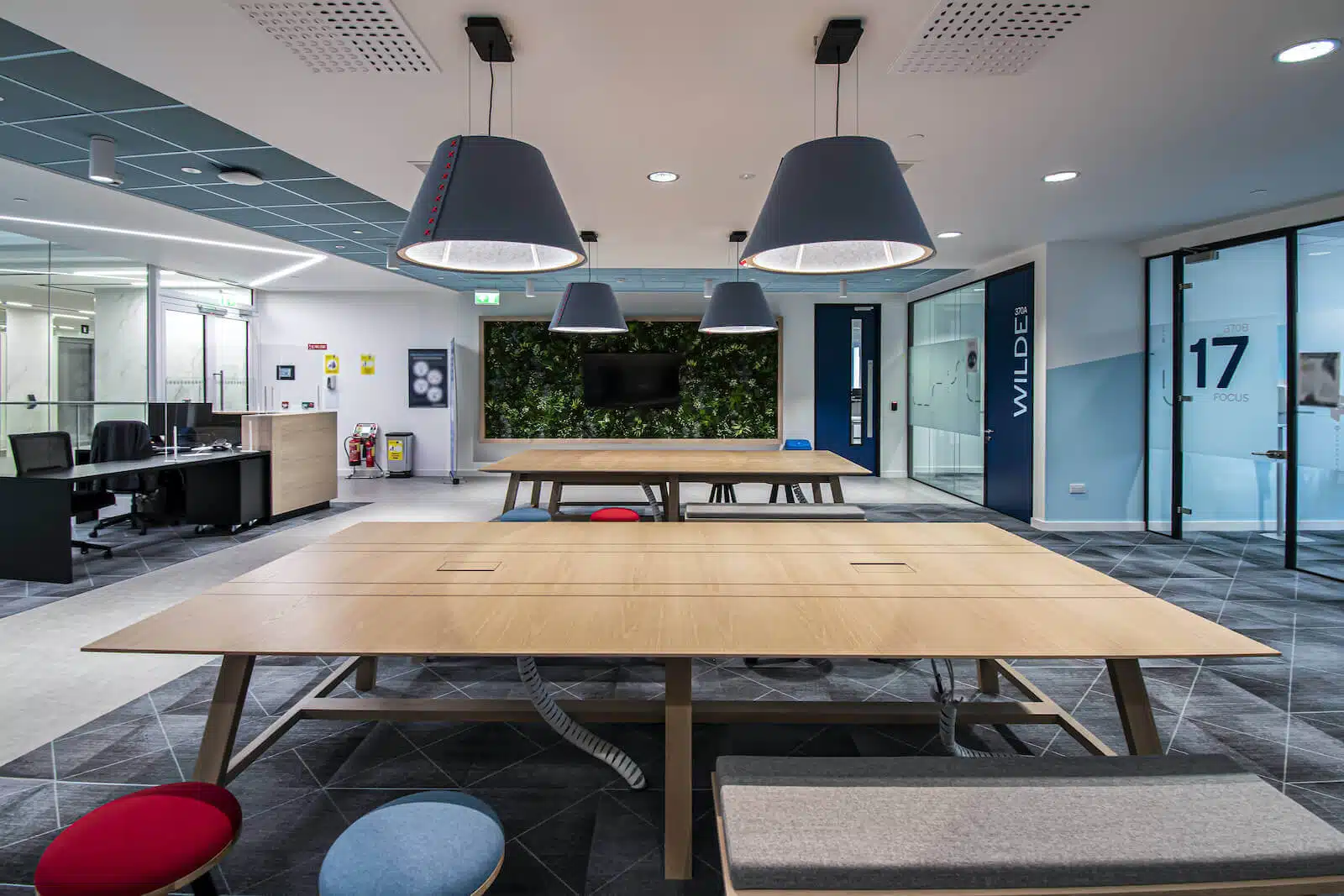 Artificial green wall in office space