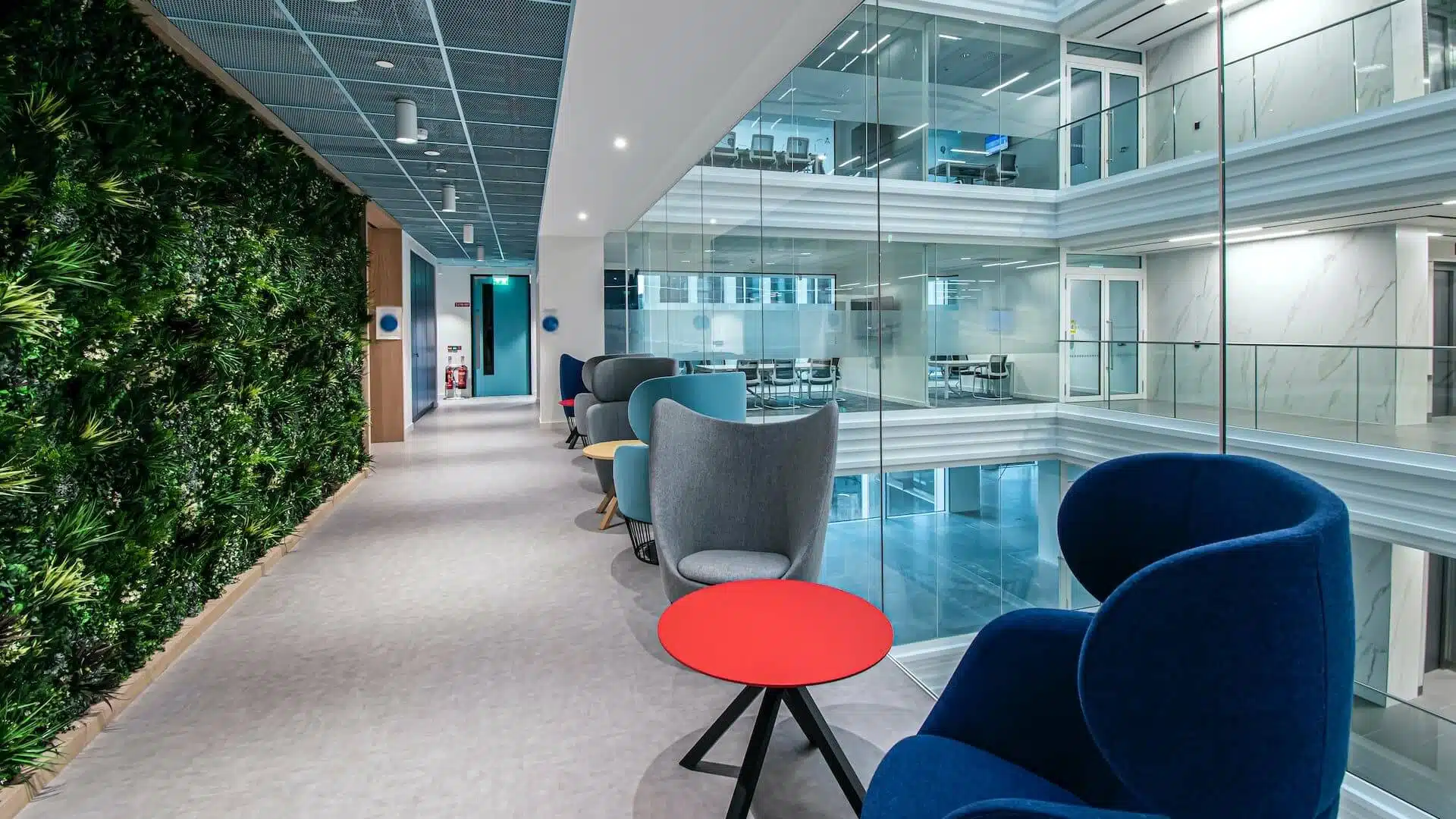 artificial green wall in office space